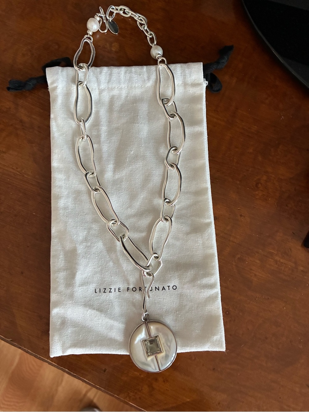 Lizzie Fortunato silver chain Porto necklace and detachable pendant